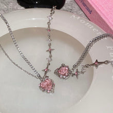 Load image into Gallery viewer, Sweet Pink Heart Crystal Necklace - Thee Gift

